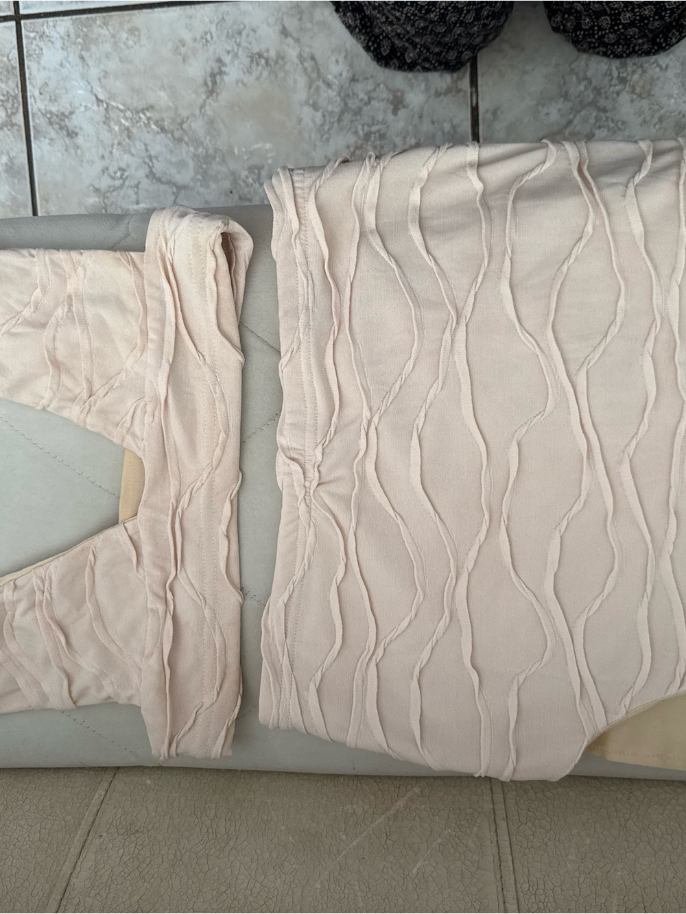 Women's Textured Seamless Bralette and Brief Set - Soft Blush